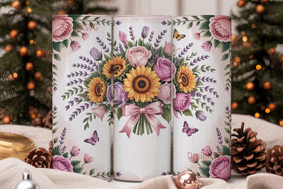 Pink Floral Bouquet 20oz Tumbler Wrap Sublimation DesignSVG 