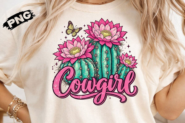 Pink Floral Cactus Cowgirl Retro PNG SVG DesignDestine 