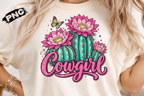Pink Floral Cactus Cowgirl Retro PNG SVG DesignDestine 