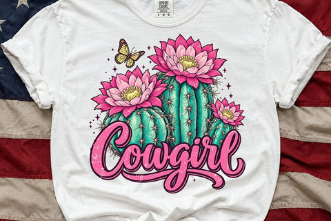 Pink Floral Cactus Cowgirl Retro PNG SVG DesignDestine 