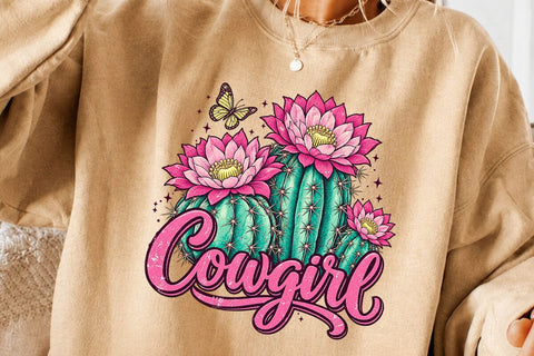 Pink Floral Cactus Cowgirl Retro PNG SVG DesignDestine 