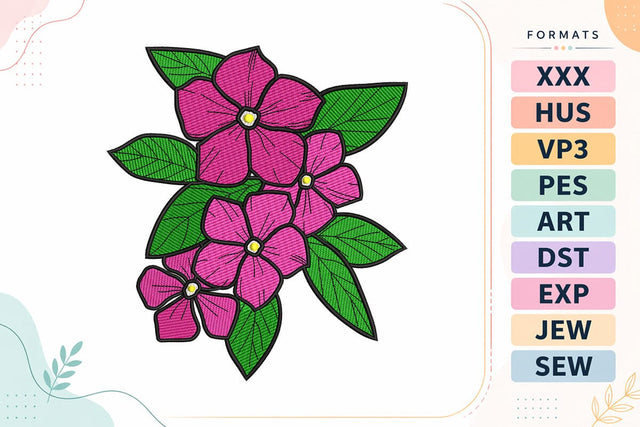 Pink Floral Cluster Leaves Embroidery Design Embroidery/Applique DESIGNS sg embroidery 