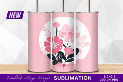 Pink floral design element tumbler png Sublimation Regulrcrative 