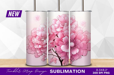 Pink floral design tumbler png element Sublimation Regulrcrative 