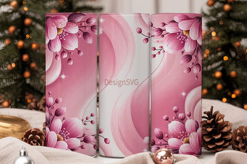 Pink Floral Dream 20oz Tumbler Wrap Sublimation DesignSVG 