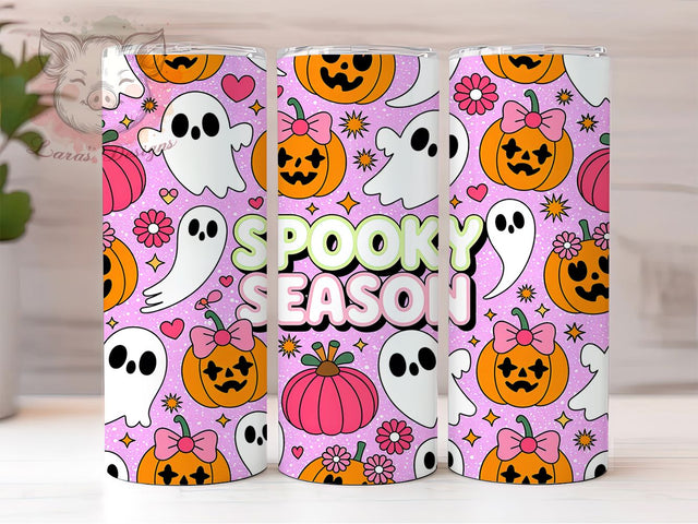 Pink Floral Ghost Halloween Tumbler, Pastel Halloween Tumbler Wrap, Cute Spooky Sublimation Design, Girly Ghost Coffee Tumbler, Soft Aesthetic Halloween Wrap, Floral Spooky Season Tumbler Sublimation Lara' s Designs 