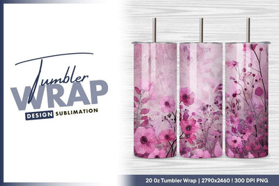 Pink floral grunge background tumbler png Sublimation Regulrcrative 