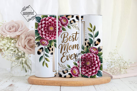Pink Floral Leopard Best Mom Ever PNG Sublimation sassyprint 