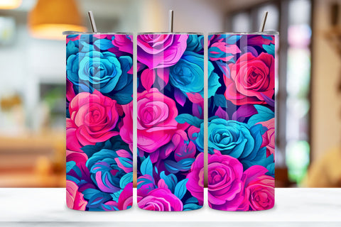 Pink Floral Mirage Tumbler Wrap | Sublimation PNG design Sublimation FloridPrintables 