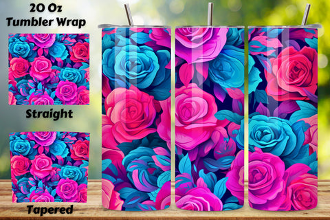 Pink Floral Mirage Tumbler Wrap | Sublimation PNG design Sublimation FloridPrintables 