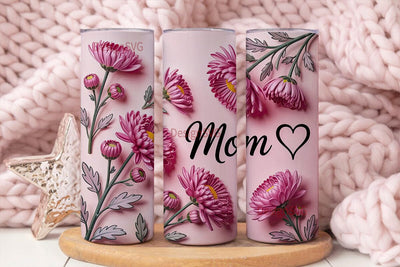 Pink Floral Mom 20oz Tumbler Wrap Sublimation DesignSVG 