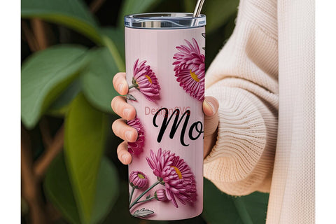 Pink Floral Mom 20oz Tumbler Wrap Sublimation DesignSVG 