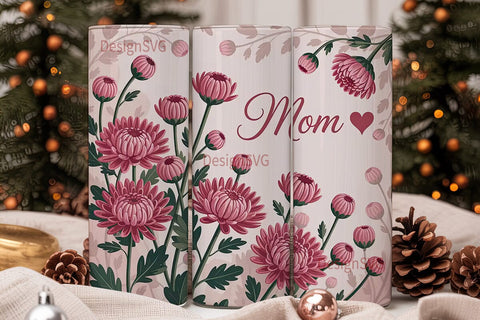 Pink Floral Mom 20oz Tumbler Wrap Sublimation DesignSVG 