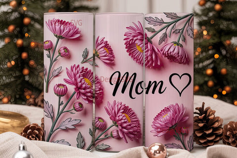 Pink Floral Mom 20oz Tumbler Wrap Sublimation DesignSVG 