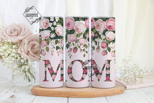 Pink Floral Mom 20oz Tumbler Wrap Sublimation sassyprint 