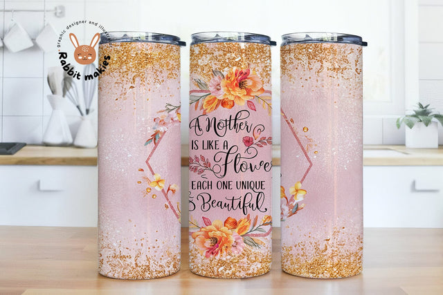 Pink Floral Mother 20 oz Skinny Tumbler Sublimation Design Download PNG, Pink Floral Mother Tumbler Wrap Digital Download Sublimation Rabbitmakies 