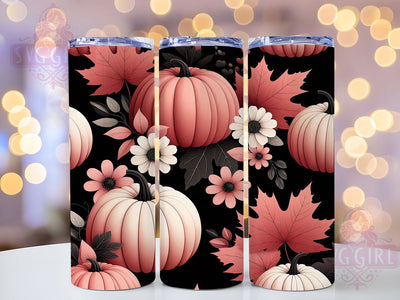 Pink Floral Pumpkin Fall Tumbler Wrap, Fall Tumbler Wrap, Floral Pumpkin Tumbler, Boho Fall Tumbler, Pink Halloween Tumbler, 20oz Skinny Tumbler Png, Cute Fall Sublimation Sublimation SvggirlplusArt 