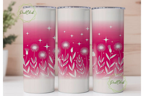 Pink Floral Sparkle 20oz Tumbler Wrap Sublimation PixelChick 
