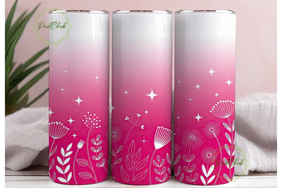 Pink Floral Sparkle 20oz Tumbler Wrap Sublimation PixelChick 