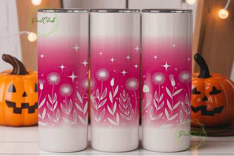 Pink Floral Sparkle 20oz Tumbler Wrap Sublimation PixelChick 