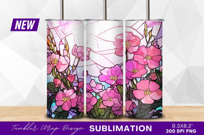 Pink floral stained glass window style illustration Sublimation Regulrcrative 