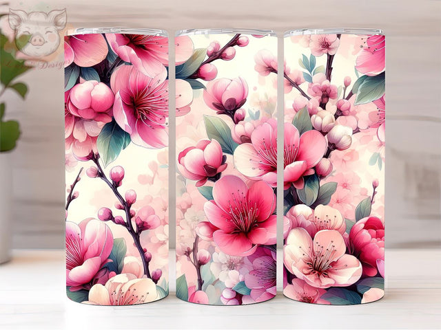 Pink Floral Tumbler Wrap Design, Flower Tumbler PNG, PNG Downloads, 20oz Tumbler Png, Sublimation Design, Digital, Digital Download PNG Sublimation Lara' s Designs 