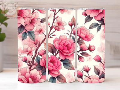 Pink Floral Tumbler Wrap Design, Flower Tumbler PNG, PNG Downloads, 20oz Tumbler Png, Sublimation Design, Digital, Digital Download PNG Sublimation Lara' s Designs 