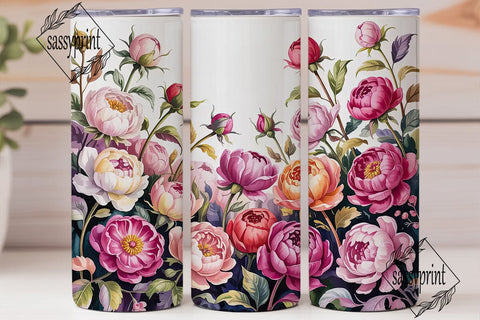 Pink Floral Watercolor 20oz Tumbler Wrap Sublimation sassyprint 