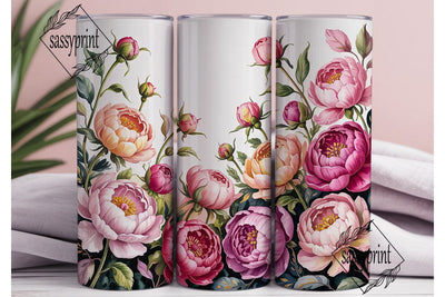 Pink Floral Watercolor 20oz Tumbler Wrap Sublimation sassyprint 
