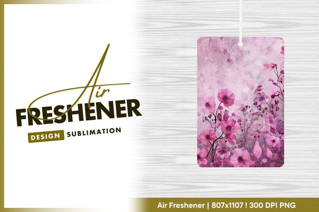 Pink floral watercolor background air freshener png Sublimation Regulrcrative 