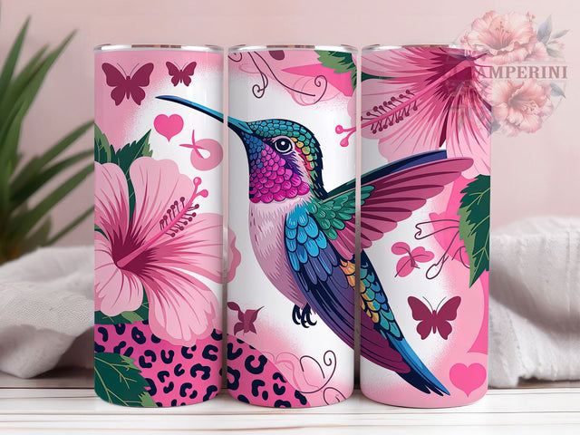 Pink Floral Watercolor Hummingbird Tumbler, Floral Bird 20Oz Sublimation, Elegant Nature Coffee Cup, Watercolor Hummingbird Mug Wrap, Spring Garden Drinkware Design, Pastel Bird Cup, Cute Hummingbird Tumble Sublimation Li Zamperini 