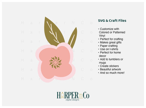 Pink Flower 1 SVG PNG Cut EPS File SVG HarperNCo 