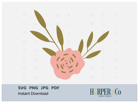 Pink Flower 11 SVG PNG Cut EPS File SVG HarperNCo 