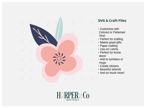 Pink Flower 13 SVG PNG Cut EPS File SVG HarperNCo 