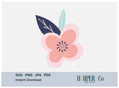 Pink Flower 13 SVG PNG Cut EPS File SVG HarperNCo 
