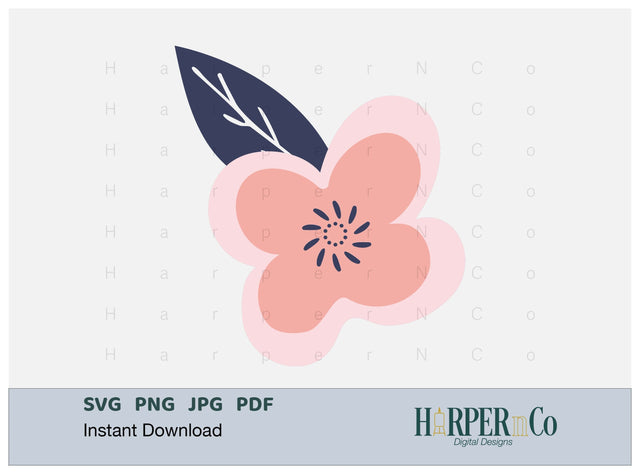 Pink Flower 14 SVG PNG Cut EPS File SVG HarperNCo 