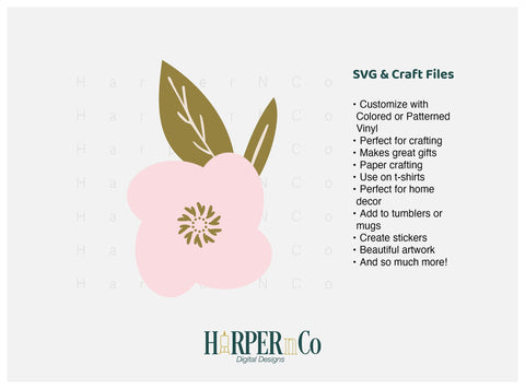 Pink Flower 2 SVG PNG Cut EPS File SVG HarperNCo 