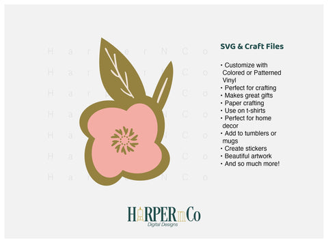 Pink Flower 3 SVG PNG Cut EPS File SVG HarperNCo 