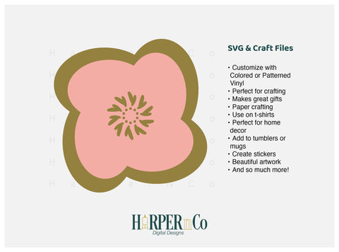 Pink Flower 6 SVG PNG Cut EPS File SVG HarperNCo 