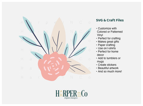 Pink Flower 7 SVG PNG Cut EPS File SVG HarperNCo 