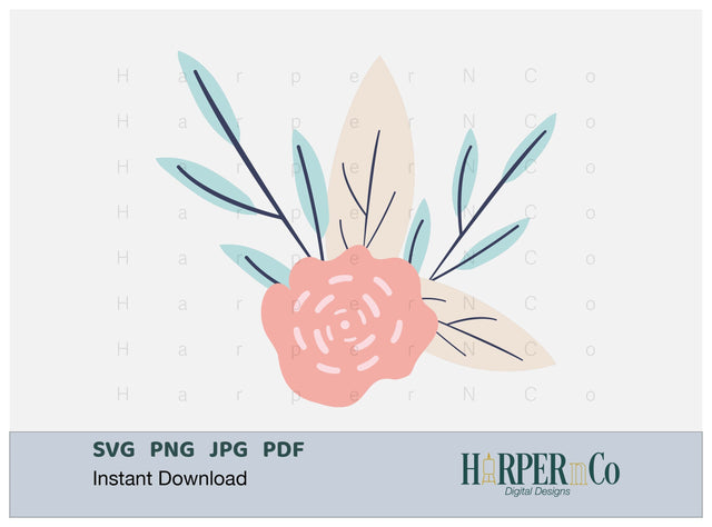Pink Flower 7 SVG PNG Cut EPS File SVG HarperNCo 