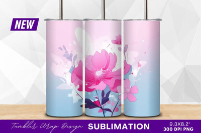 Pink flower vector illustration tumbler png Sublimation Regulrcrative 