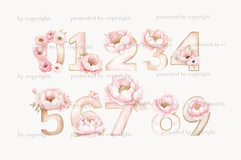 Pink Flowers Alphabet Clipart | Numbers And Letters SVG GlamArtZhanna 