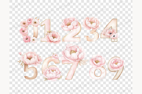 Pink Flowers Alphabet Clipart | Numbers And Letters SVG GlamArtZhanna 