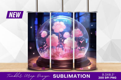 Pink flowers in glass tumbler png Sublimation Regulrcrative 