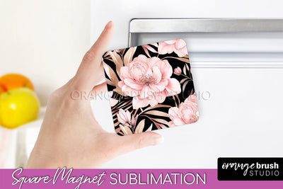 Pink Flowers Magnet Sublimation - Watercolor Magnet Design Sublimation OrangeBrushStudio 