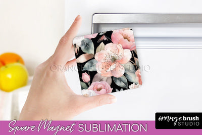 Pink Flowers Magnet Sublimation - Watercolor Magnet Design Sublimation OrangeBrushStudio 