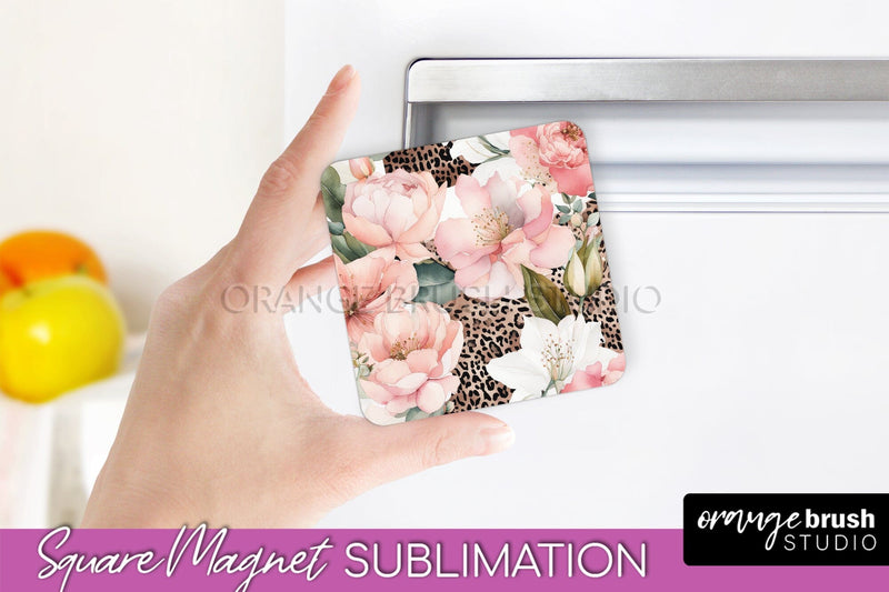 Pink Flowers Magnet Sublimation - Watercolor Magnet Design Sublimation OrangeBrushStudio 