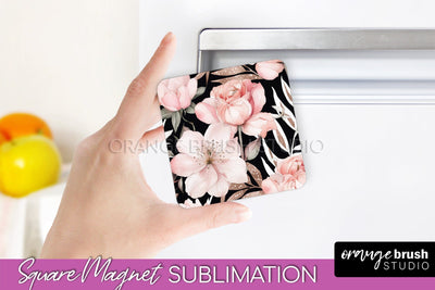Pink Flowers Magnet Sublimation - Watercolor Magnet Design Sublimation OrangeBrushStudio 