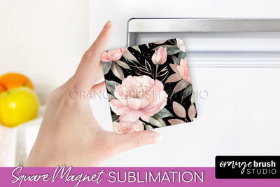 Pink Flowers Magnet Sublimation - Watercolor Magnet Design Sublimation OrangeBrushStudio 